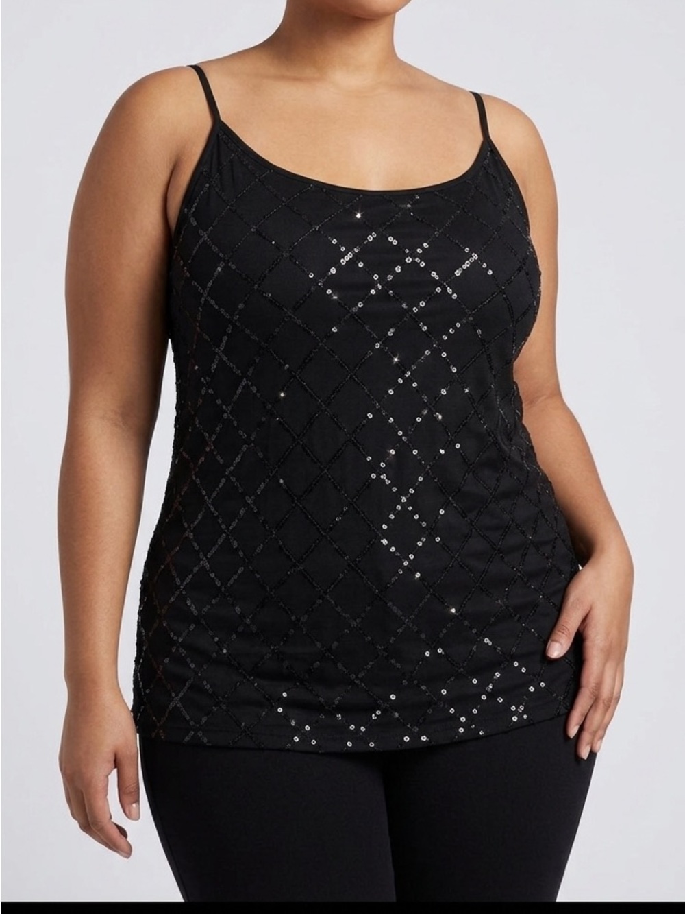 NWT JESSICA Black Geometric Sequin Pattern Blouse plus size XL /18